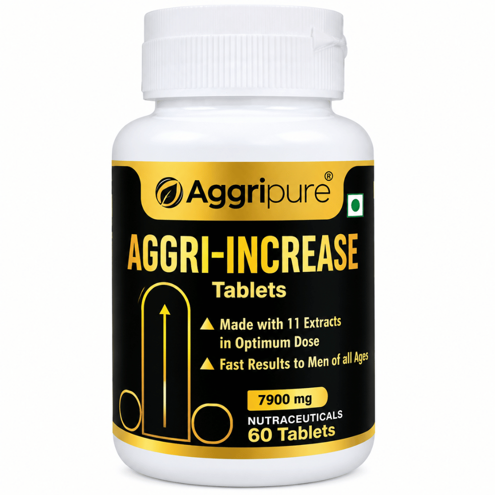 Get Longer, Harder & Stronger Penile Size with Aggri-Increase 7900 Mg Tablets Made with Ashwagandha 1000 Mg, Shatavari 600 Mg, Nagkesar 1000 Mg, Konch Seed 1200 Mg, Bada Gokhru 1400 Mg, Akarkara 500 Mg, Jaifal 300 Mg, Tribulus Terrestris 700 Mg, Safed Musli 300 Mg, Salam Panja 200 Mg and Fenugreek 700 Mg | Powerful 11 Ingredients Blend to Boost Performance | Ling Mota Lamba Karne ki Asardar Dawa | 60 Tablets | Get for Rs 1199 With Online Payment
