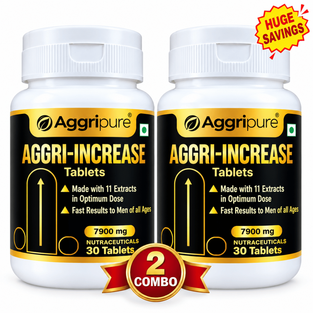 Get Longer, Harder & Stronger Penile Size with Aggri-Increase 7900 Mg Tablets Made with Ashwagandha 1000 Mg, Shatavari 600 Mg, Nagkesar 1000 Mg, Konch Seed 1200 Mg, Bada Gokhru 1400 Mg, Akarkara 500 Mg, Jaifal 300 Mg, Tribulus Terrestris 700 Mg, Safed Musli 300 Mg, Salam Panja 200 Mg and Fenugreek 700 Mg | Powerful 11 Ingredients Blend to Boost Performance | Ling Mota Lamba Karne ki Asardar Dawa | 60 Tablets