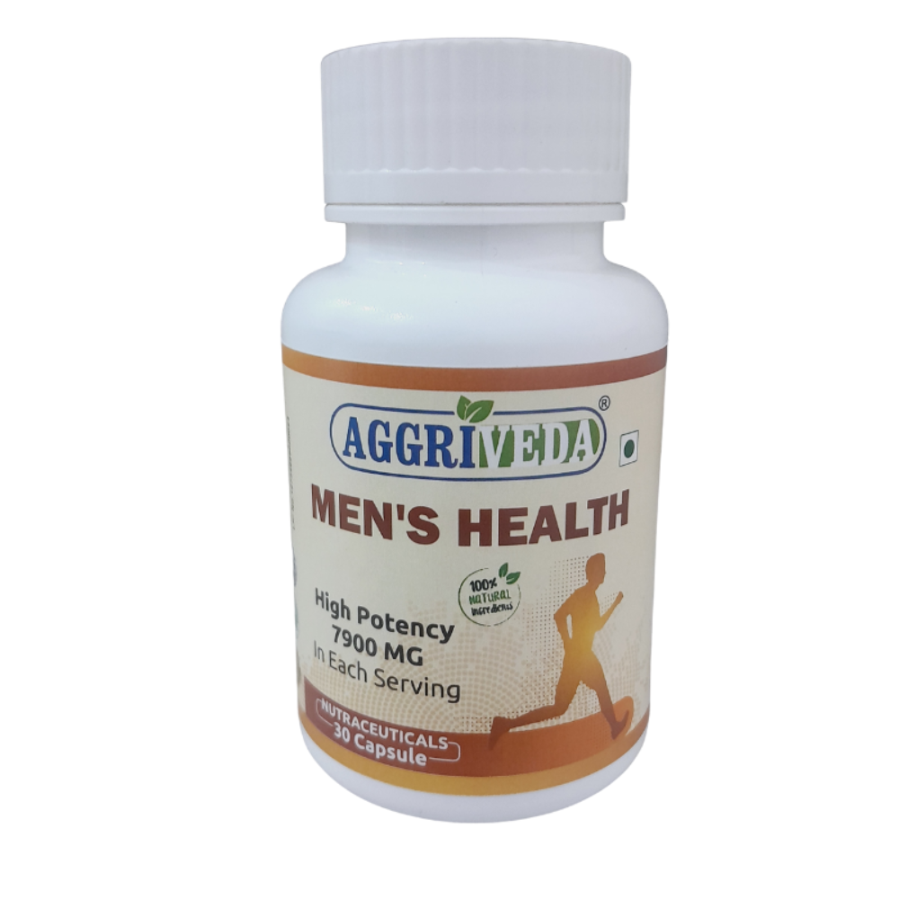 Aggriveda Men Health Capsules 7900 Mg for Testosterone Boost Made with Ashwagandha 1000 Mg, Shatavari 600 Mg, Nagkesar 1000 Mg, Konch Seed 1200 Mg, Bada Gokhru 1400 Mg, Akarkara 500 Mg, Jaifal 300 Mg, Tribulus Terrestris 700 Mg, Safed Musli 300 Mg, Salam Panja 200 Mg and Fenugreek 700 Mg  | Boost Power, Endurance & Strength | Best Performance Booster Capsules for Men | High Potency 7900 Mg | See Results from Day 1 | 30 Capsules