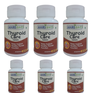 Aggriveda Thyroid Care 800 Mg – Healthy Thyroid Function Tablets Made with Black Cumin Extract & Powder, Ginger Extract & Powder, Moringa Extract & Powder, Licorice Extract & Powder, Ashwagandha Extract & Powder, Lemon Balm Extract & Powder, Haritaki Extract & Powder | Powerful Herbs in Right Dose for Healthy Thyroid Function | 360 Tablets
