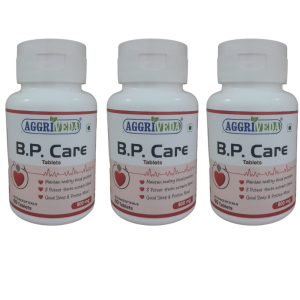 Aggriveda BP Care Tablets for Healthy Blood Pressure Made with Arjuna Extract & Powder, Tulsi Extract & Powder, Garlic Extract & Powder, Ginger Extract & Powder, Ajmoda Extract & Powder, Cardamom Extract & Powder, Ajwain Extract & Powder and Haritaki Extract & Powder | Powerful 8 Herbs Blend to Maintain Blood Pressure | 180 Tablets