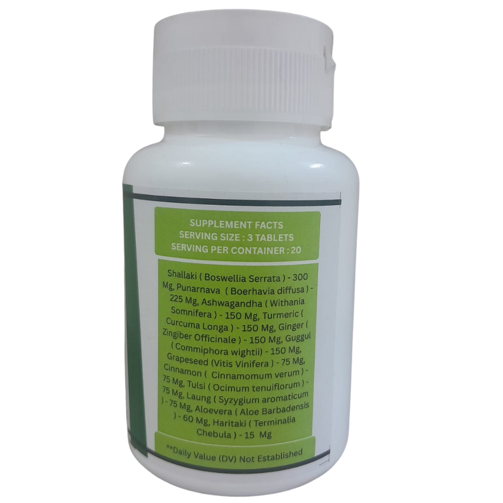Joint Health Tablets 3000 Mg In Each Serving Made with Shallaki 300 Mg, Punarnava 225 Mg, Ashwagandha 150 Mg, Turmeric 150 Mg, Ginger 150 Mg, Guggul 150 Mg, Grapeseed 75 Mg, Tulsi 75 Mg, Laung 75 Mg, Aloevera 60 Mg, Haritaki 15 Mg | Powerful Arthritis Pain Relief Tablets | Get Relief in OA and RA | Powerful Anti Inflammatory Joint Pain Relief Tablets | 120 Tablets - Image 2