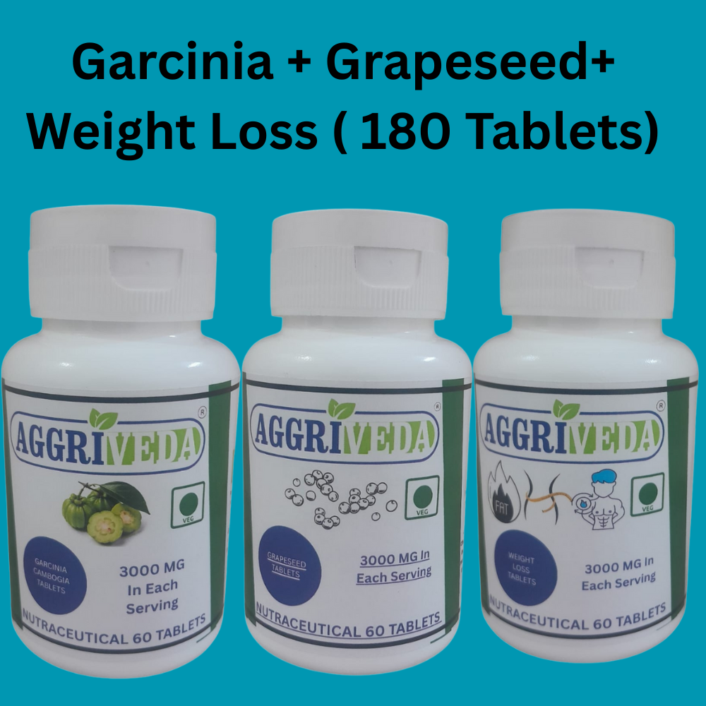 Weight Loss Combo for Men and Women | 180 Tablets | Garcinia Cambogia + Grapeseed + Weight Loss | 3 In 1 Combo for Weight Loss | Powerful Herbs in Right Dose | No Side Effects