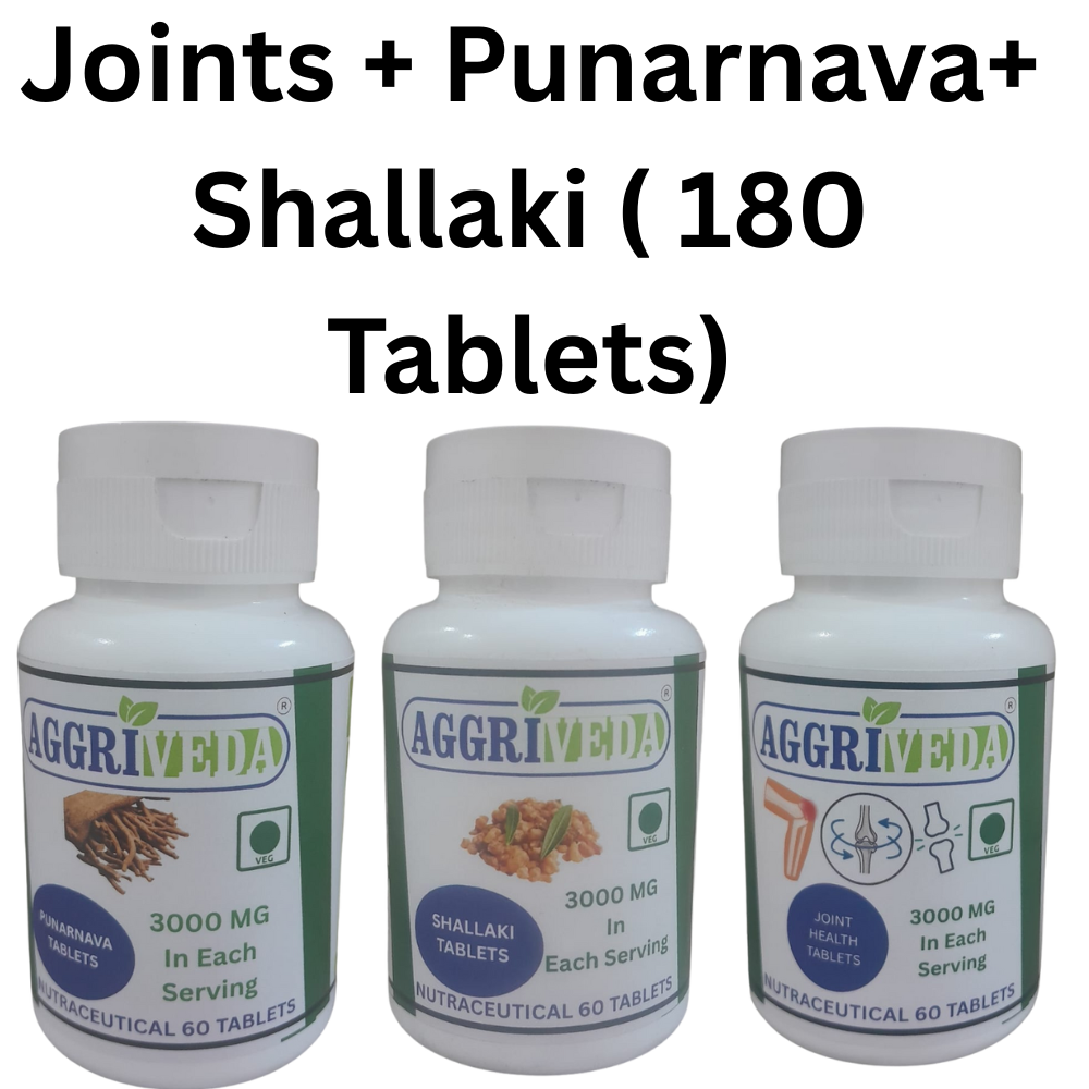 Joints Health 3000 Mg + Punarnava 3000 Mg + Shallaki 3000 Mg Tablets for Joint Health Enhancement | Get Relief from Pain Fast | Strengthen Joints, Muscles and Bones | 180 Tablets