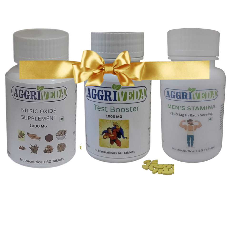 Aggriveda Men Stamina + T Boost + Nitric Oxide Booster – 180 Tablets – Best Solution for Men for Long Lasting Performance