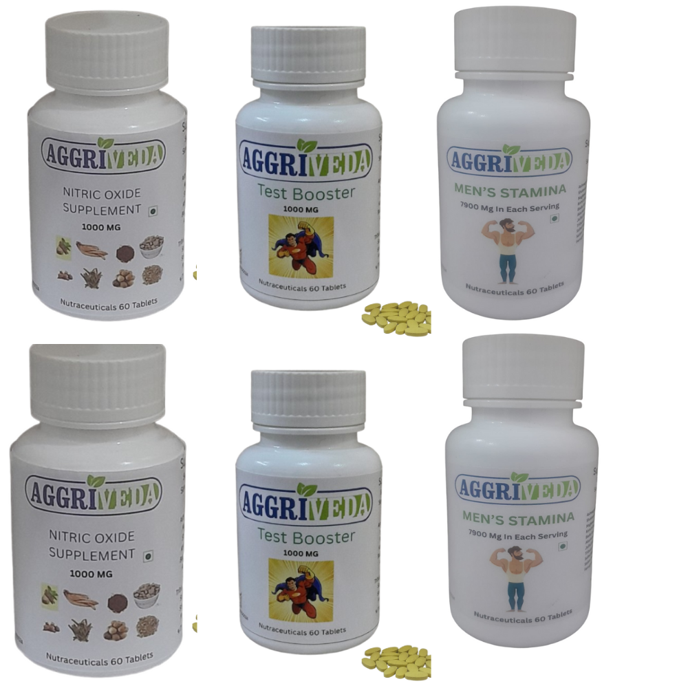 Aggriveda Men Stamina + T Boost + Nitric Oxide Booster – 360 Tablets – Best Solution for Men for Long Lasting Performance