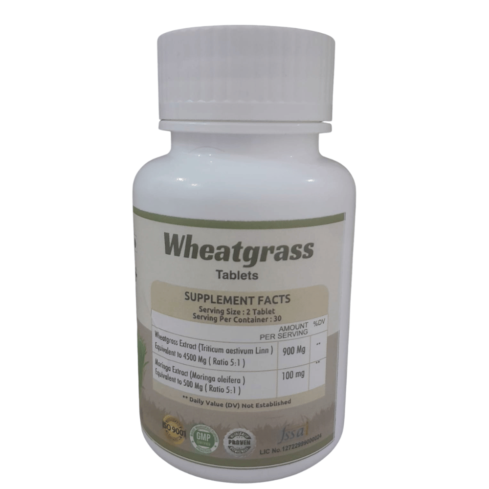 Aggriveda Wheatgrass Tablets Powerful 5000 Mg In Each Serving Made with Wheatgrass 4500 Mg and Moringa 500 Mg | Powerful Pills for Daily Immunity, Gas Relief, Bloating, Stress Relief | Packed with Essential Vitamins and Minerals | 60 Tablets - Image 2